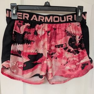Under Armour Kids Play Up Pink and Black Patterned Athletic Shorts